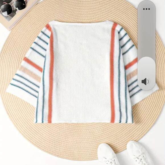 Zara White and Orange Striped Sweater - Picture 4 of 5